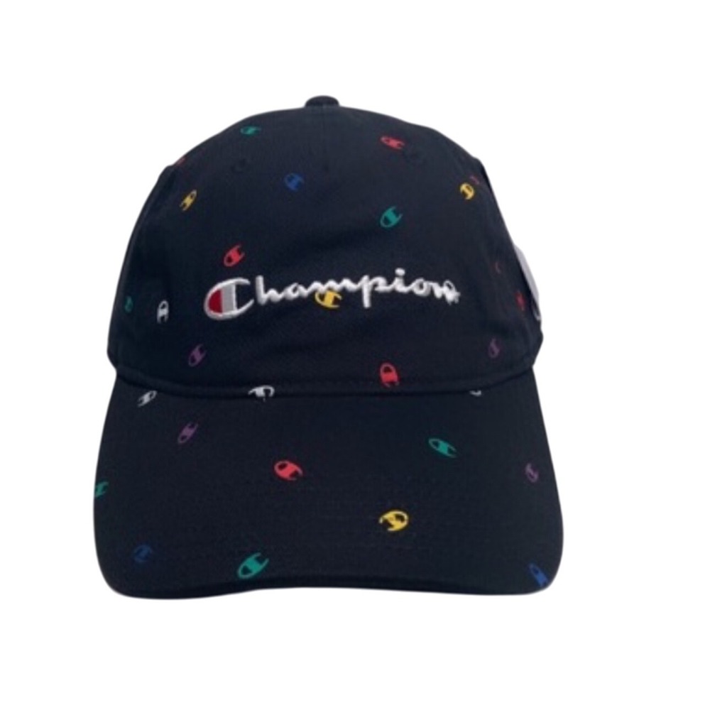 Champion Womens Navy All Over Logo Baseball Cap One Size Fits All